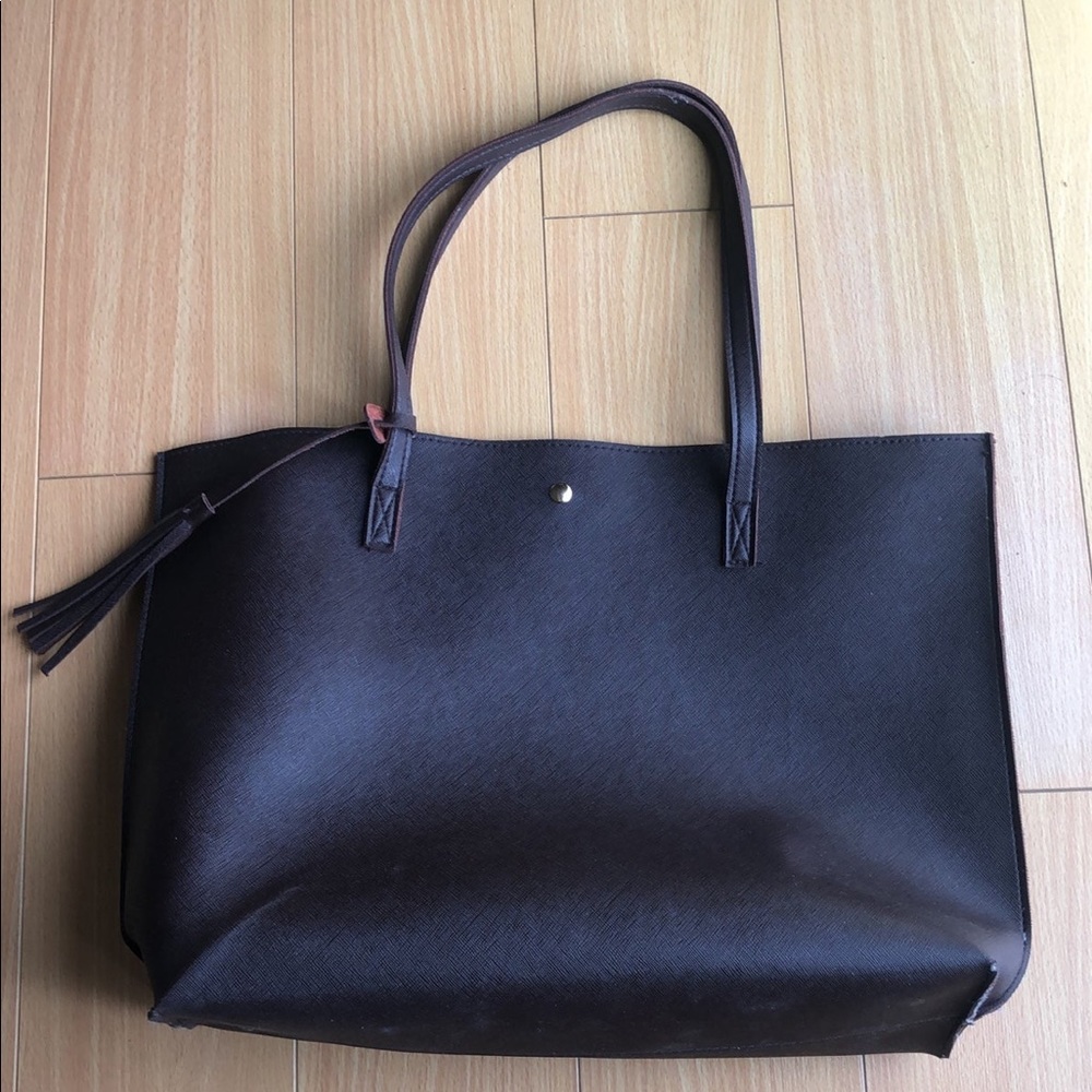 Durable large faux leather tote